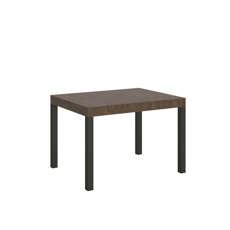 Mesa de madera maciza de uso diario de 80x120/204 cm para comedor amplio, color nogal antracita.