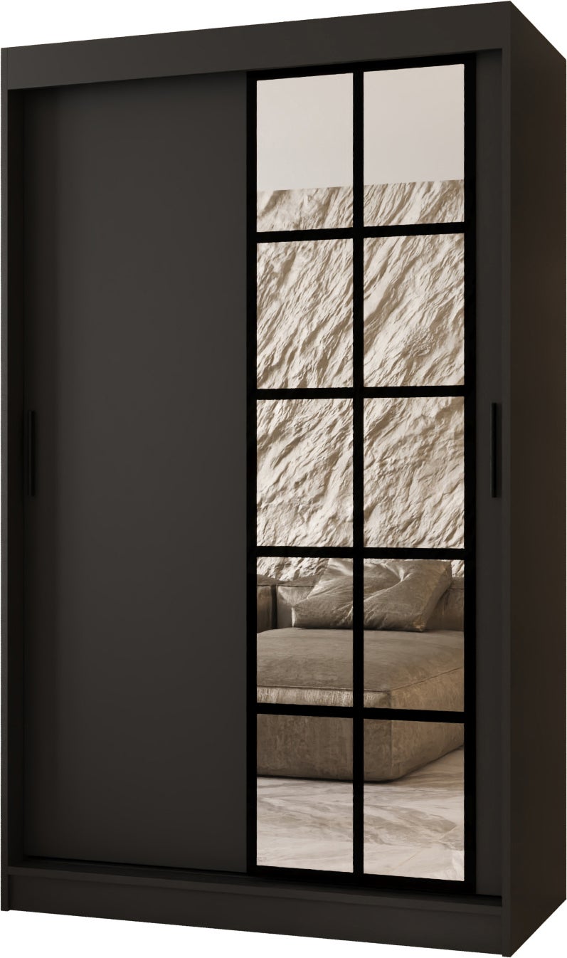 Szafa przesuwna z lustrem ORLANDO 120 x 62 x 200 czarny + u. czarny