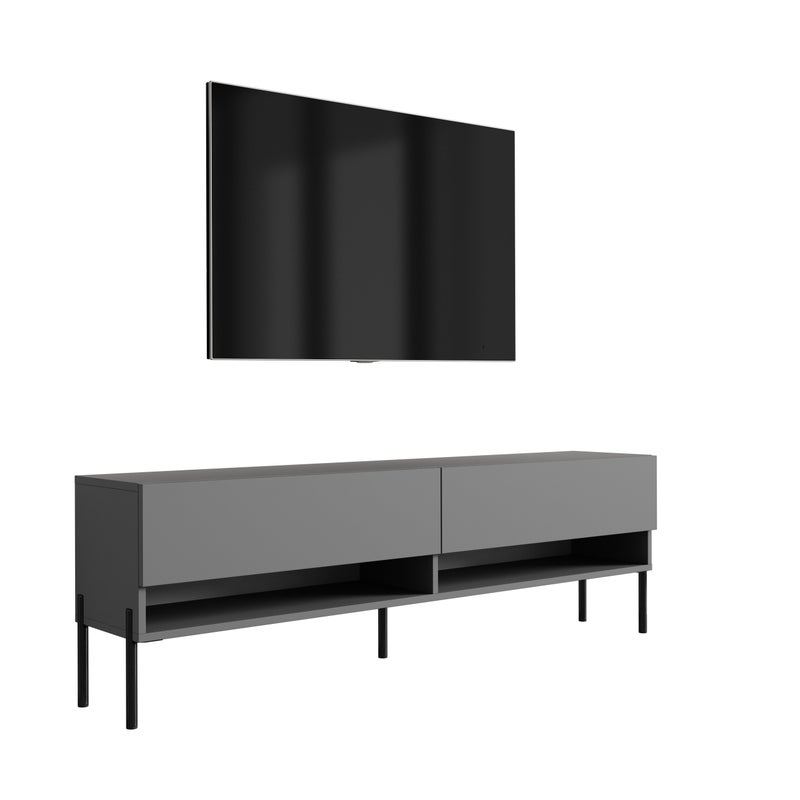 Szafka pod telewizor 170 cm Antracyt, nóżki proste złote, 170 × 32 × 52 cm