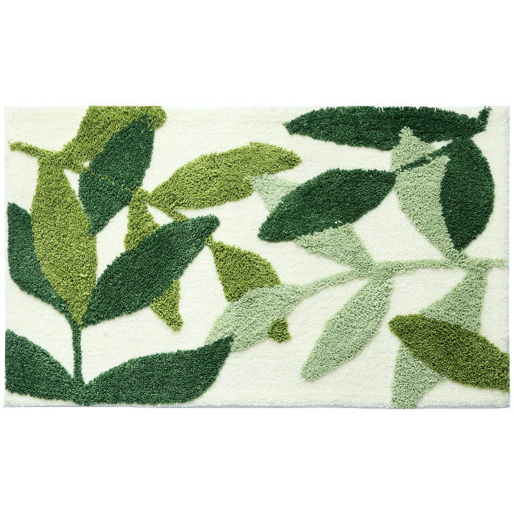 Mata łazienkowa antypoślizgowa, chłonna i trwała, wzór zielonych liści (50 x 80 cm)