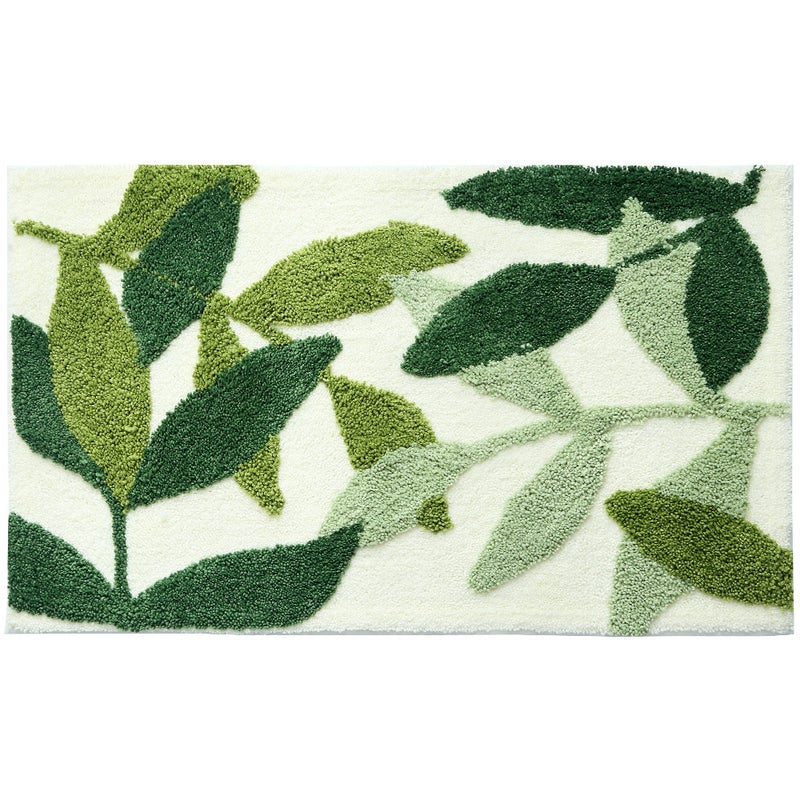 Mata łazienkowa antypoślizgowa, chłonna i trwała, wzór zielonych liści (40 x 60 cm)
