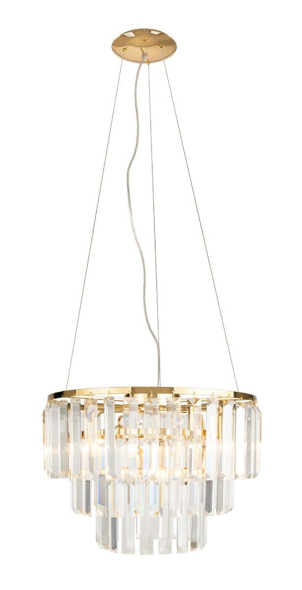 Żyrandol glamour złoty z kryształowym kloszem Ø42 cm MONACOP 9xG9 40W P0423 Maxlight