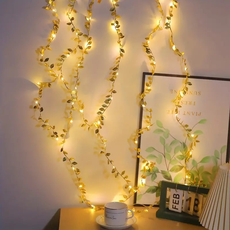 1 szt. 2m 20led Symulacja Złota Folia Dekoracja Girlanda Świetlna, Urodziny Ramadan Boże Narodzenie Dekoracja Festiwalowa Girlandy