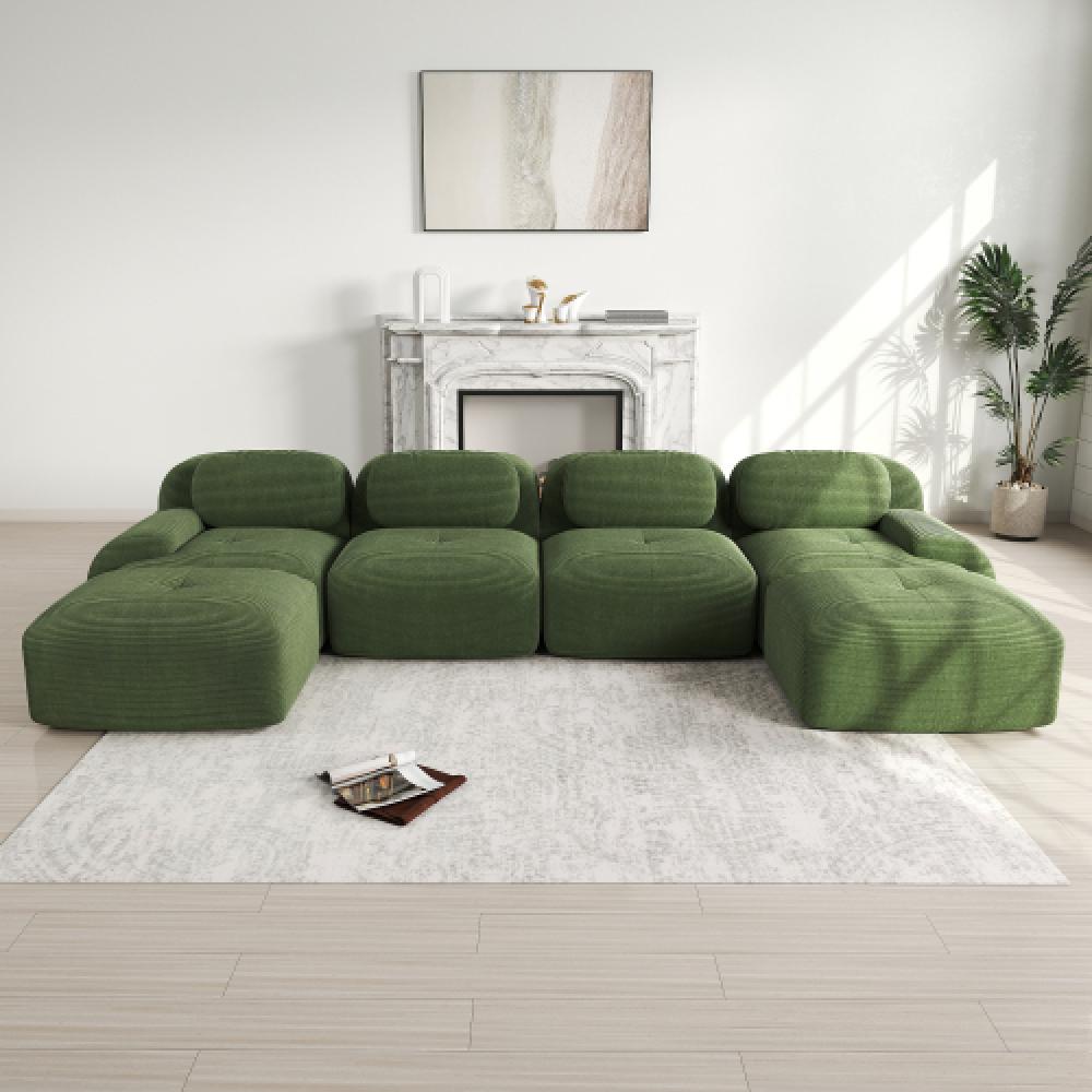 Sofa 4-osobowa z miękkiego sztruksu, bezramowa, z wypełnieniem 32D, ergonomiczna, przyjazna dla zwierząt, pakowana próżniowo, nie wymaga montażu