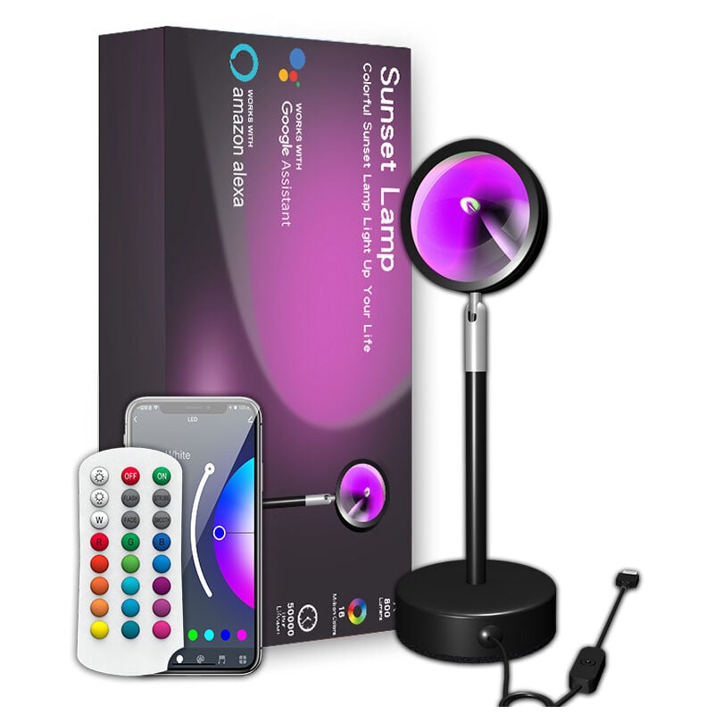 Lampka podłogowa RGB z pilotem APP, projekcja tęczy, światło zachodu słońca, lampka Bluetooth APP