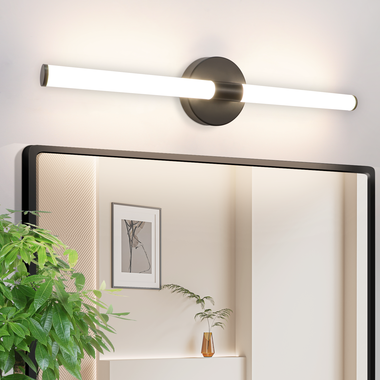 HAWUE Czarna lampa ścienna LED do łazienki – 8W 4000K 60cm
