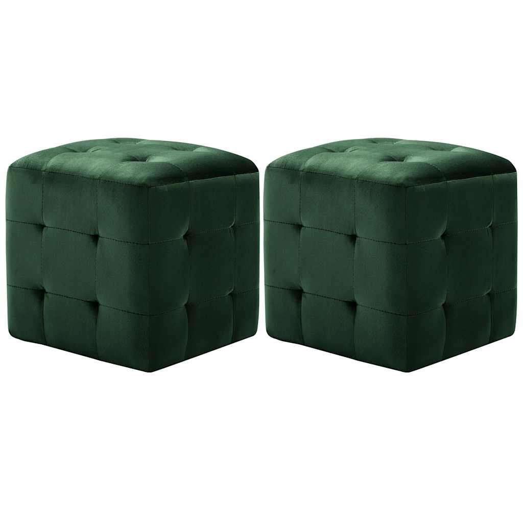 2x Pufa Welurowa Zielona 30x30x30 cm do Salonu
