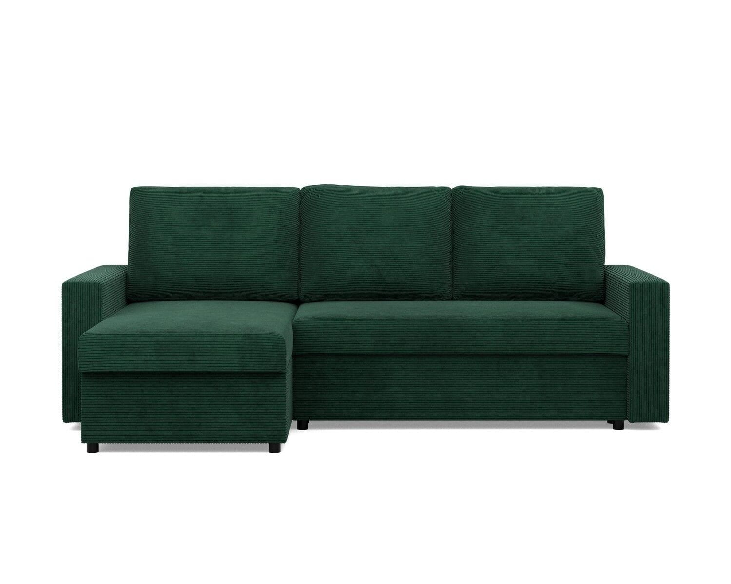 Narożnik do salonu, BLOM, sztruks, 231x140x92 cm, butelkowa zieleń - TYLETEGOTU