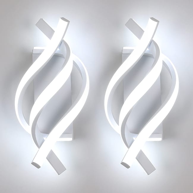 Zestaw 2 nowoczesnych spiralnych lamp ściennych LED, aluminium i silikon, chłodne białe światło 6000K, współczesny i ekonomiczny design