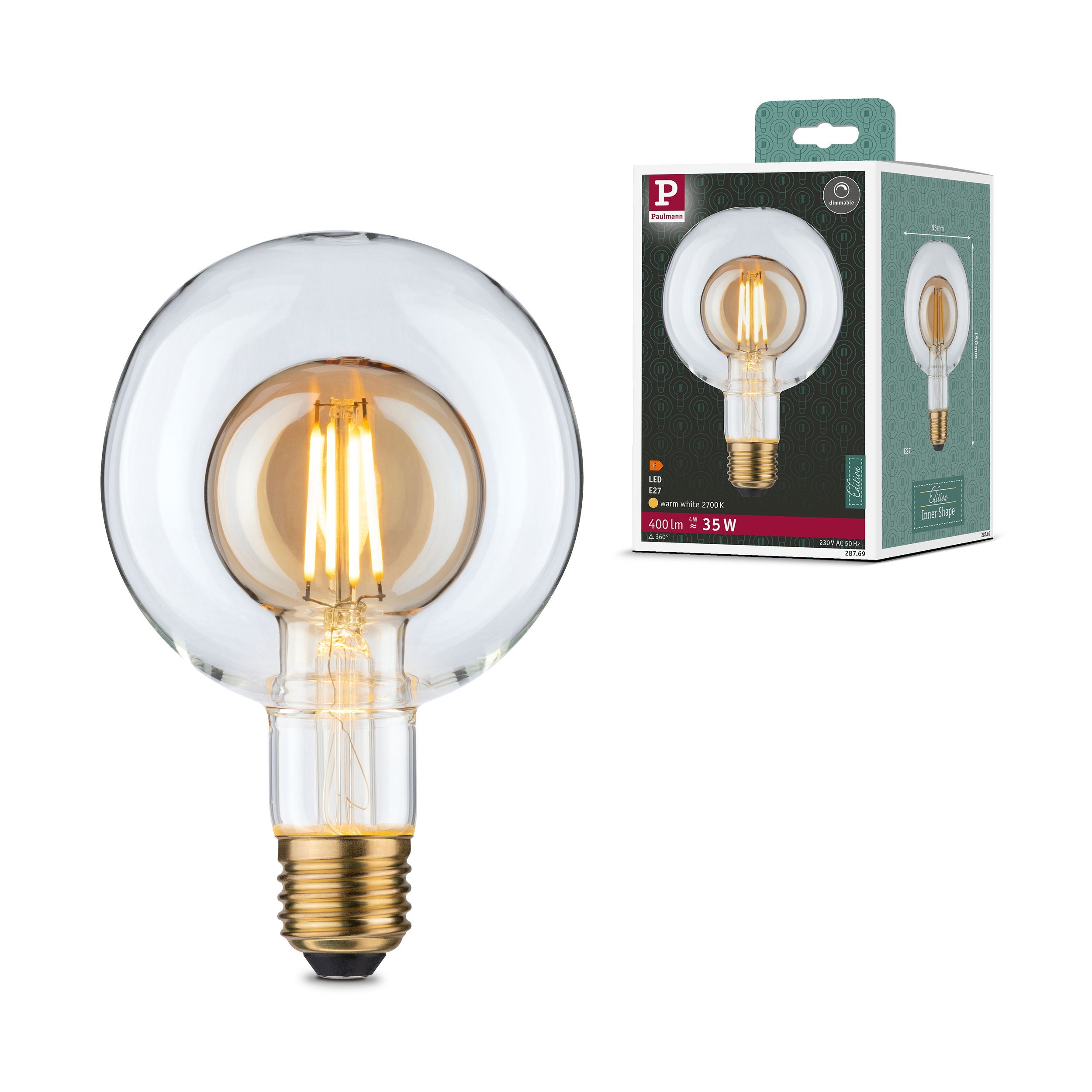 Inner Shape Edition Globe LED E27 230V 400lm 4W 2700K gradable Doré