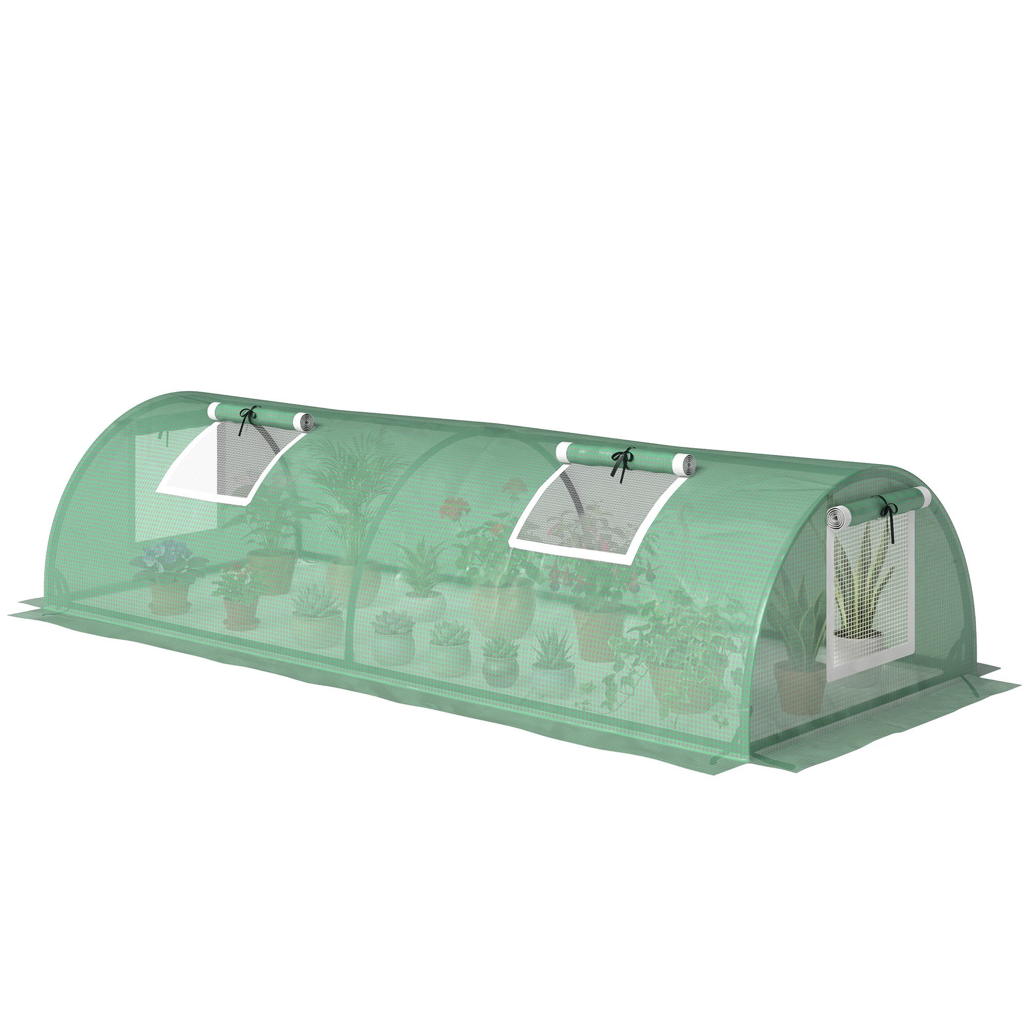 Mini tunel szklarniowy 200x80x45 cm stalowy PE odporny na promieniowanie UV 4 drzwi zwijana siatka