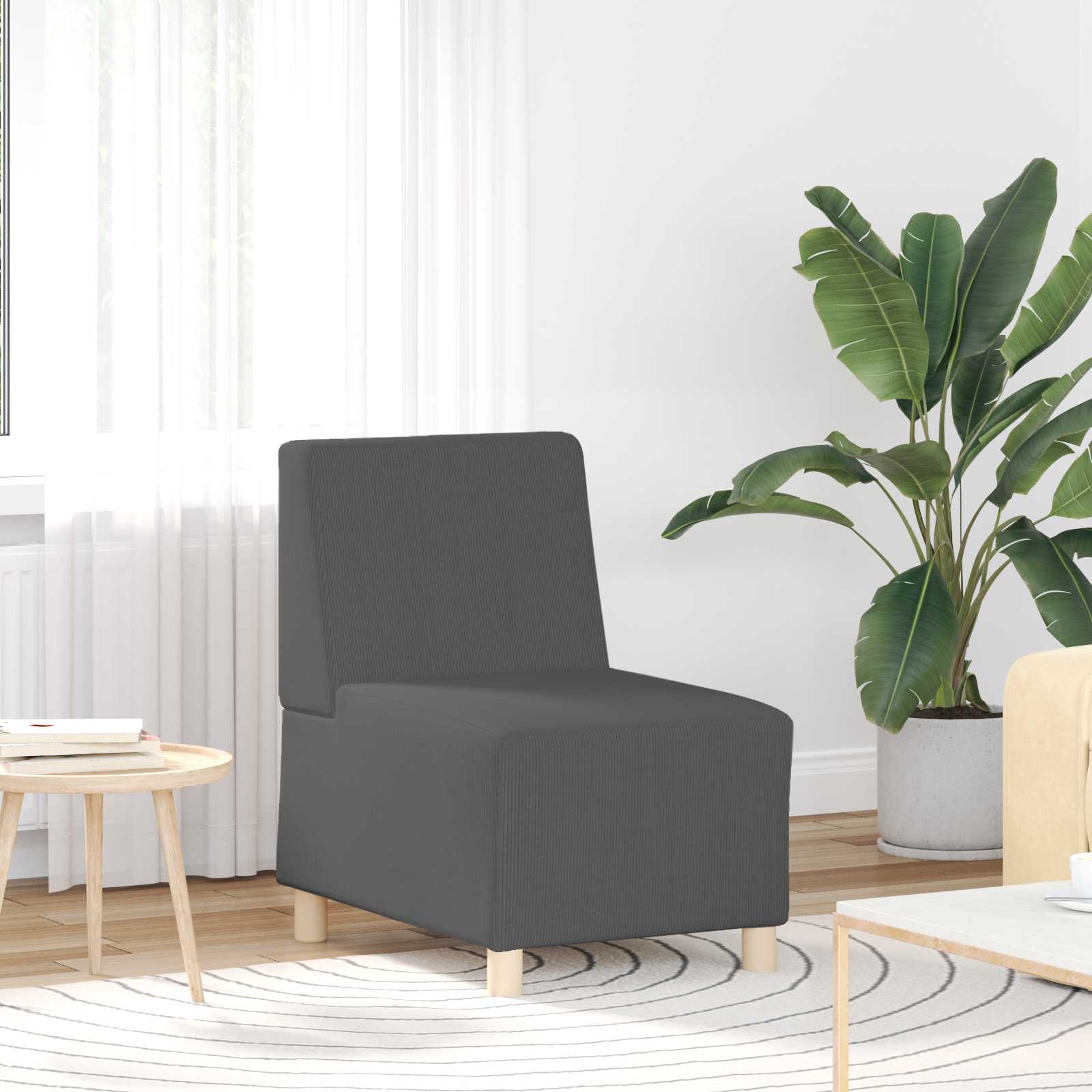 Sofa Fotel bez Podłokietników Ciemnoszary 55 cm Tkanina Corduroy vidaXL