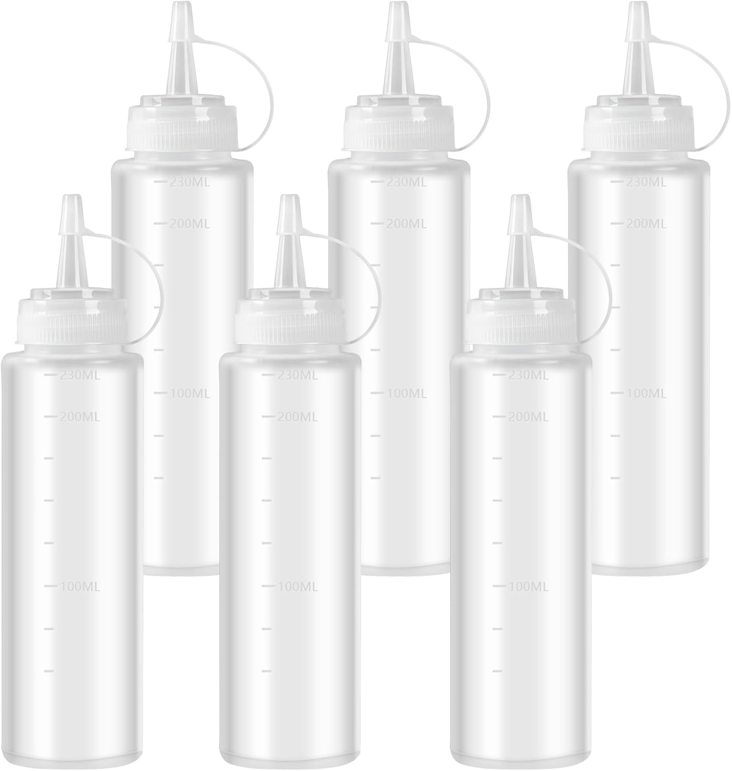 6 butelek do sosów, 240 ml butelek na przyprawy, butelek do wyciskania, plastikowych butelek z nakrętkami na ocet, oliwę z oliwek, ketchup, majonez