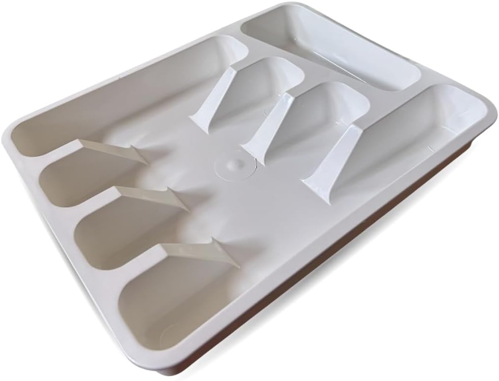 Organizer na sztućce z 5 przegródkami - Plastikowy organizer do szuflady kuchennej 33 x 26 x 5 cm - Tacka do przechowywania widelców