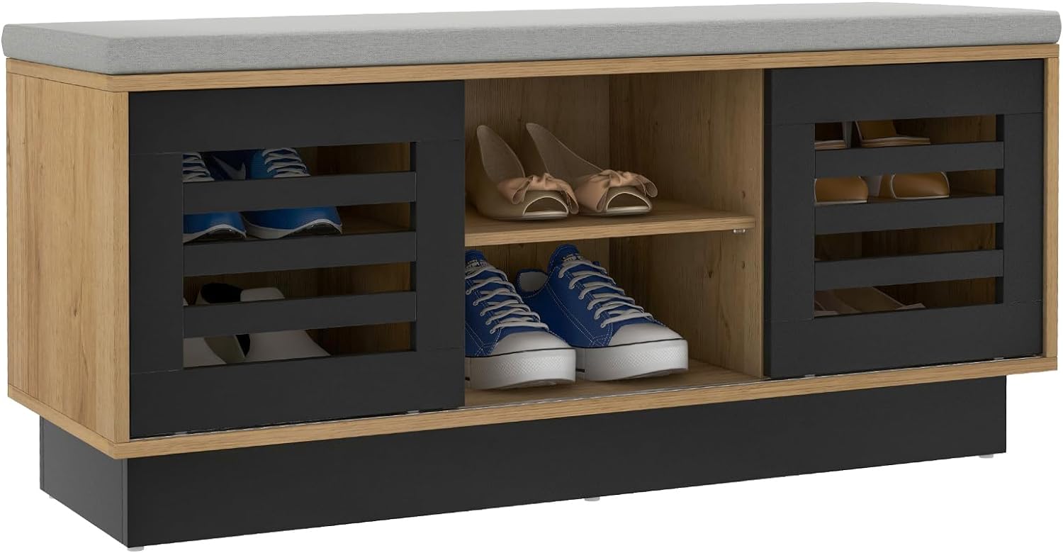 Szafka na buty, materiał drewnopochodny, naturalny, 99,5 x 34,5 x 46 cm