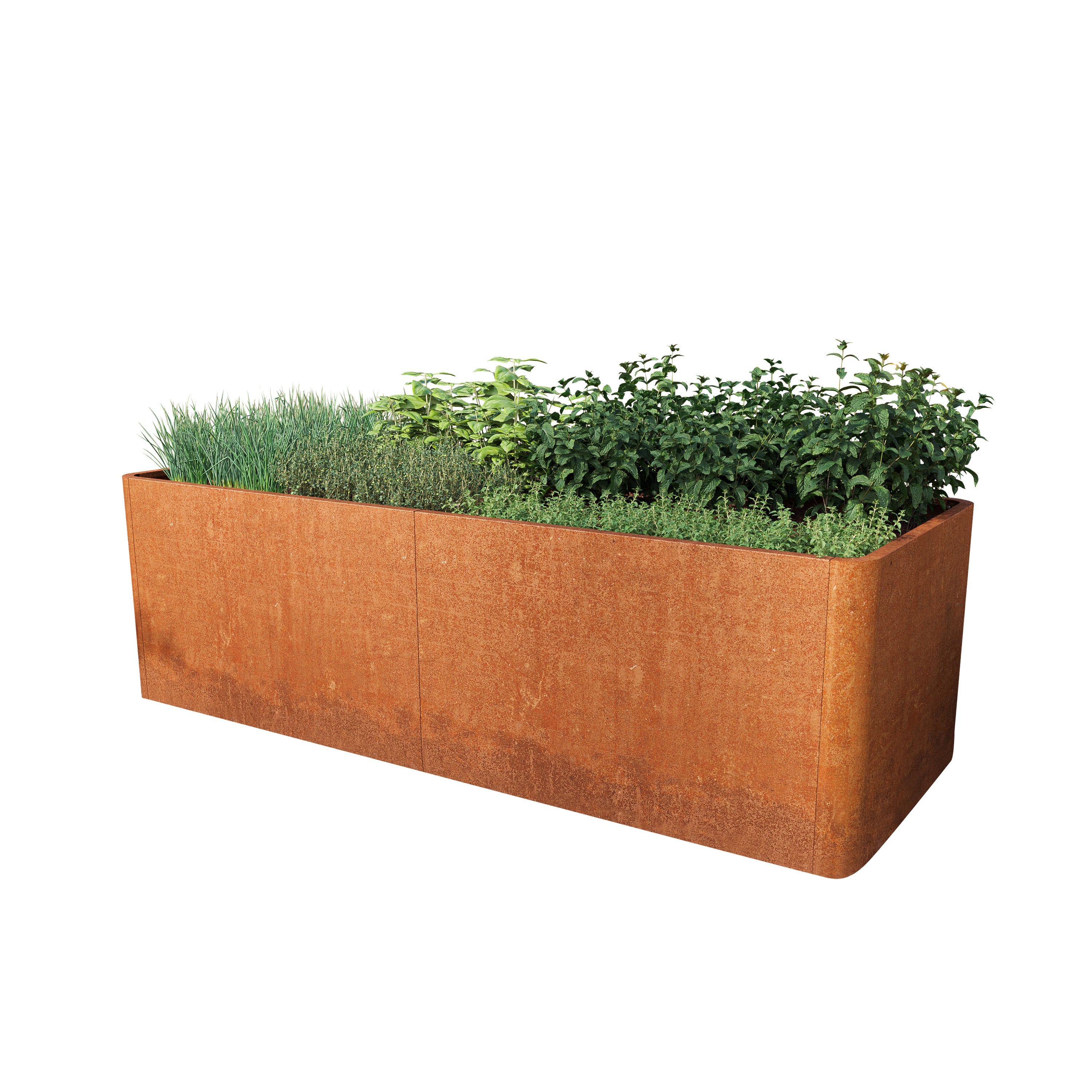200 x 80 x 80 cm Grządka podwyższona, stal corten, optyka rdzy, z perforowaną podłogą