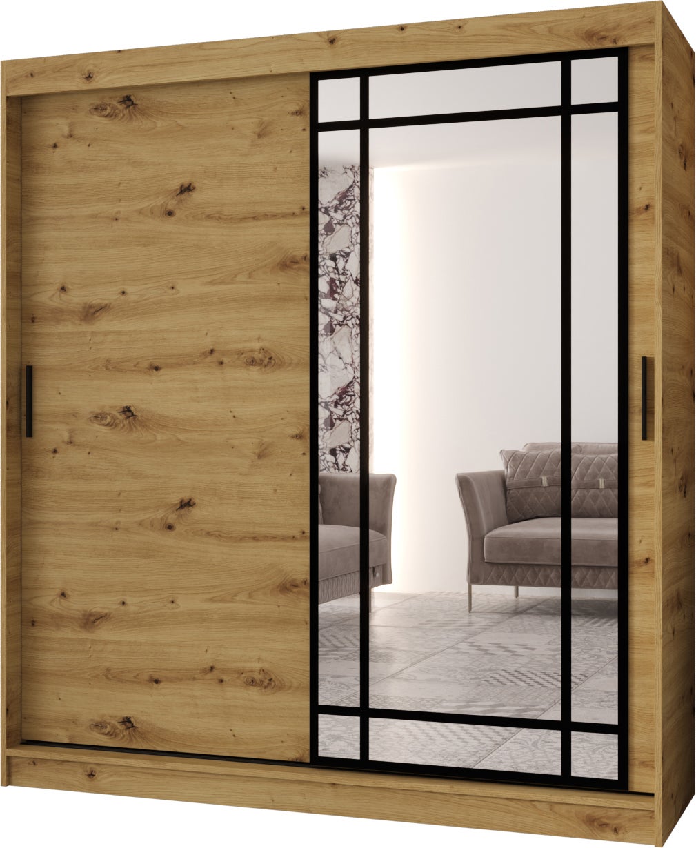 Szafa przesuwna z lustrem ALMERIA 180 x 62 x 200 artisan + u. czarny
