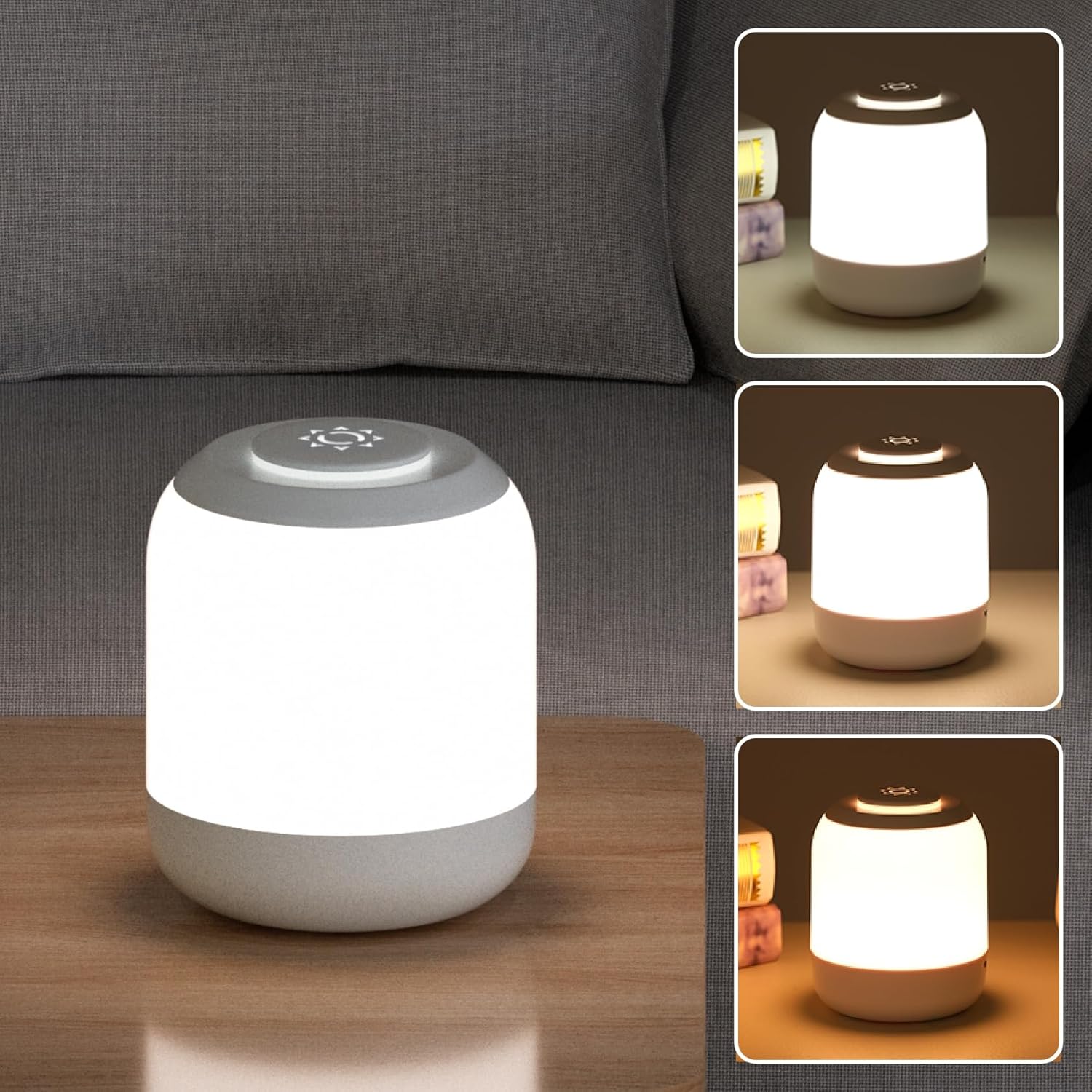 Lampka nocna LED z funkcją ładowania przez USB, 3 tryby ściemniania, odpowiednia do sypialni, na kemping i do salonu