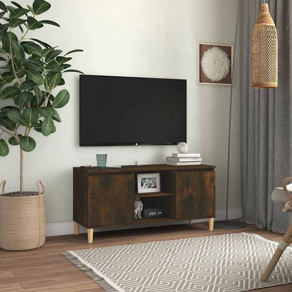 Szafka TV, drewniane nóżki, przydymiony dąb, 103,5x35x50 cm vidaXL
