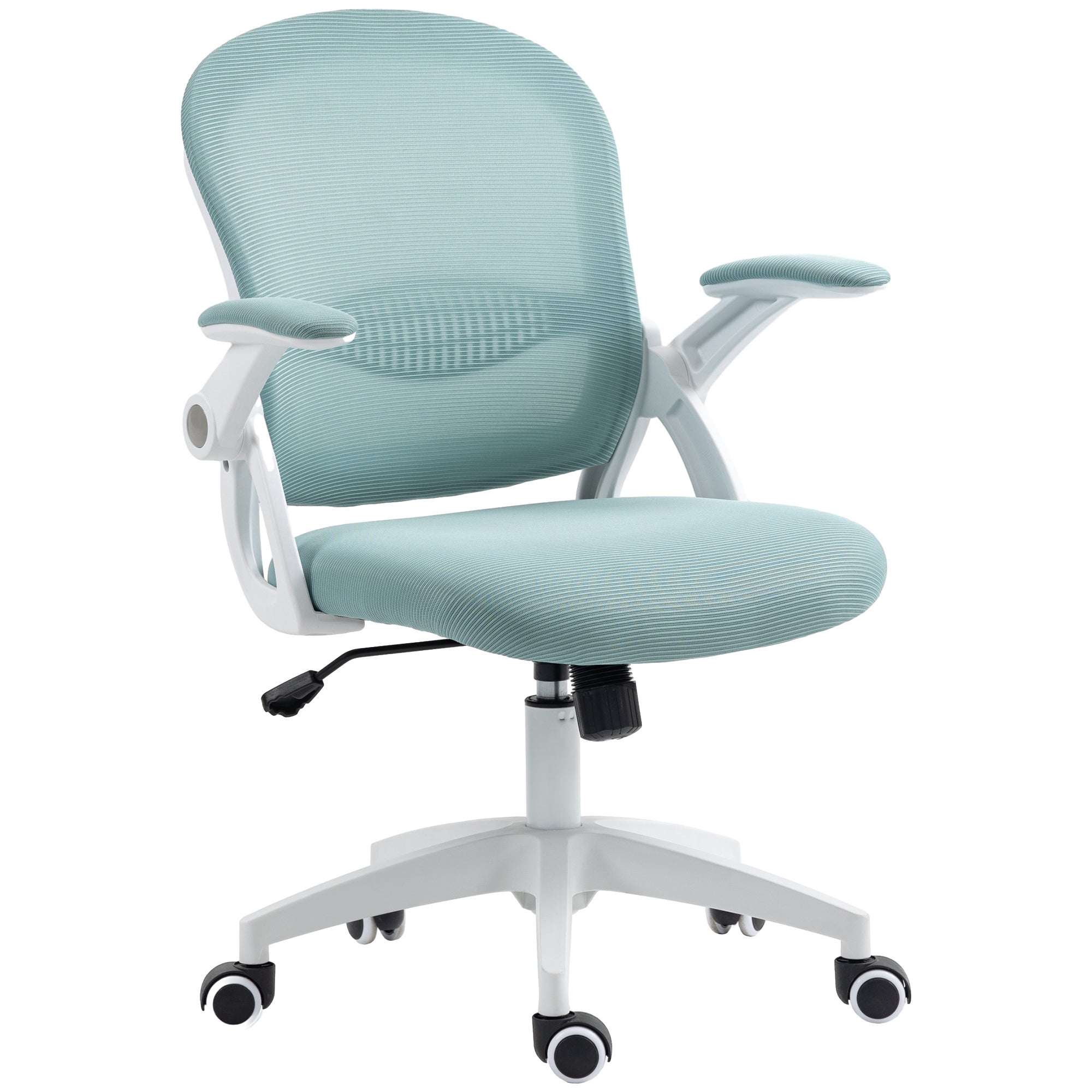 Ergonomiczny fotel biurowy z siatkowym oparciem i regulowaną wysokością, 65,5 x 61,5 x 88-97,5 cm, niebieski