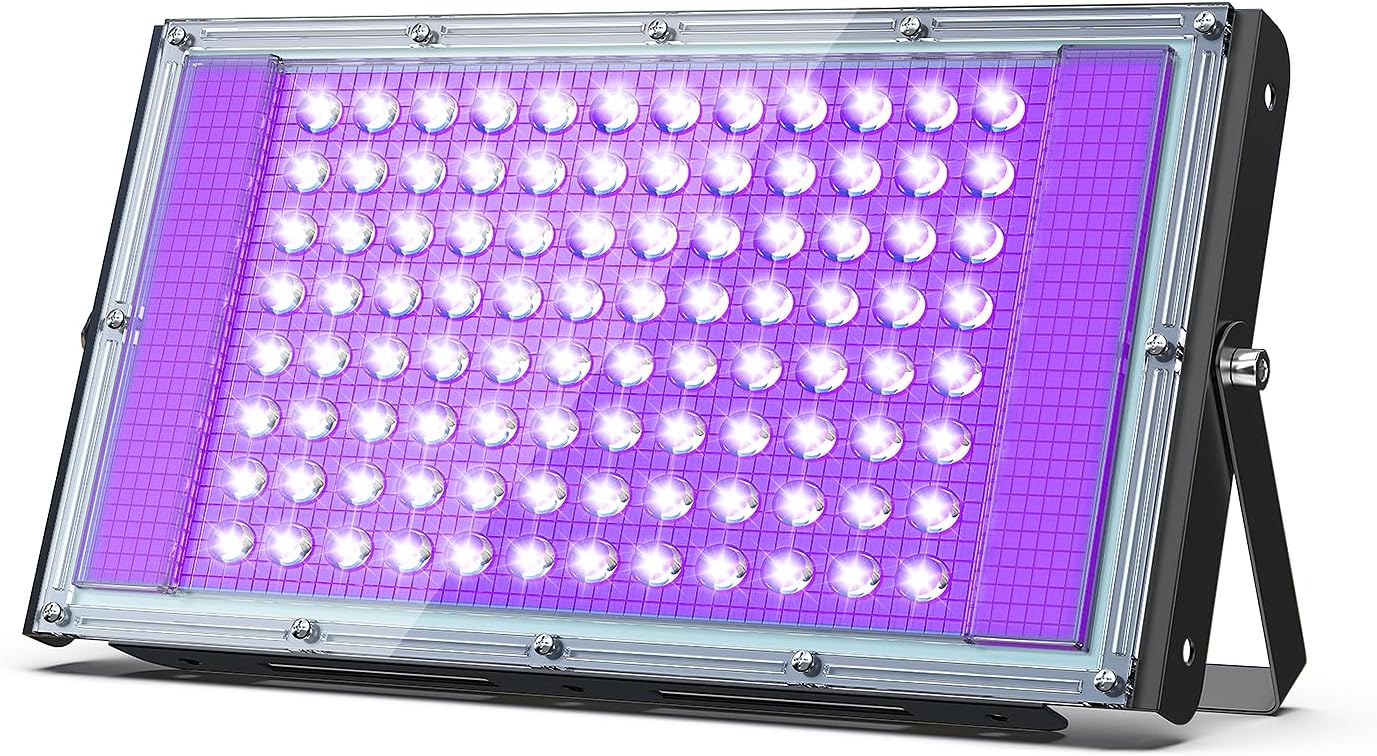 Reflektor UV Black Light 100W - Mocny i Wodoodporny IP66, Idealny na Imprezy Fluo, Body Painting, Wydarzenia Specjalne