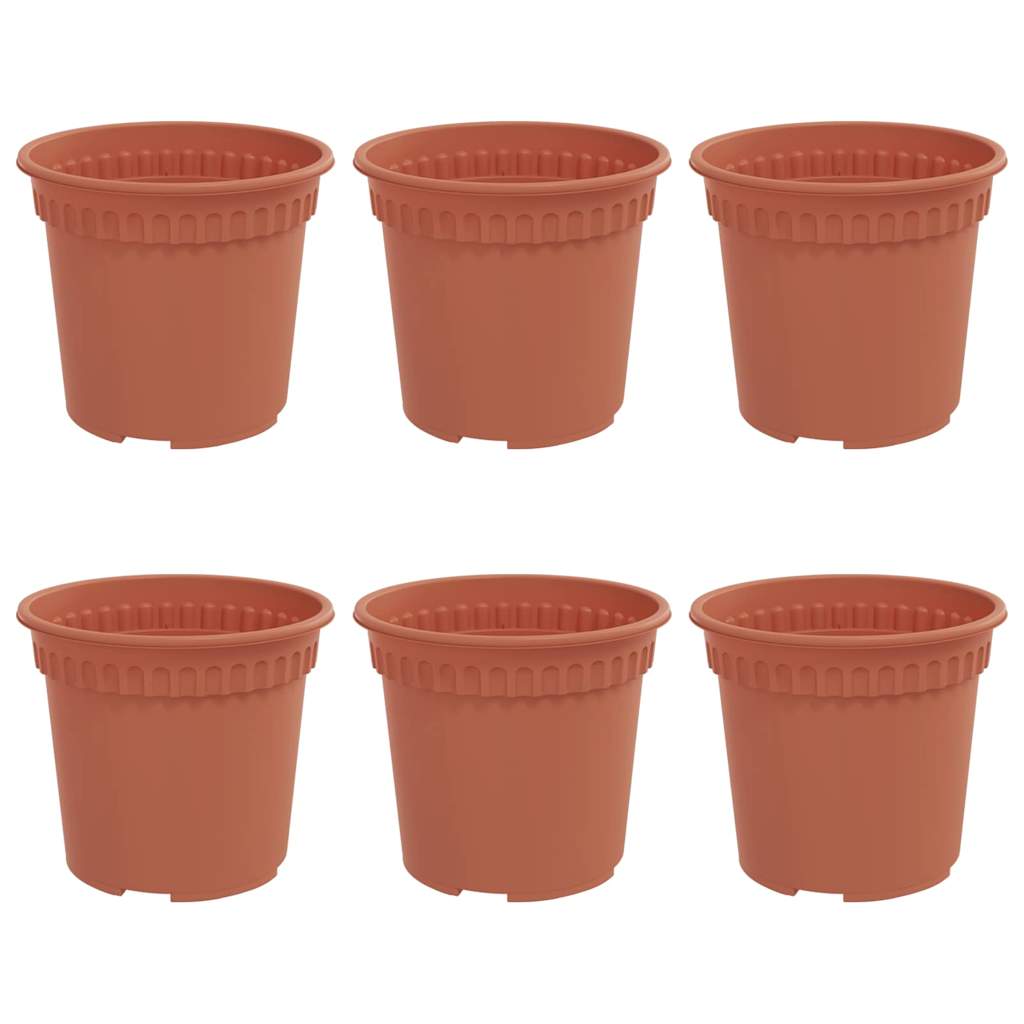 Okrągła doniczka na kwiaty 6 pcs Czerwony ceglasty Ø 15 x 12 cm
