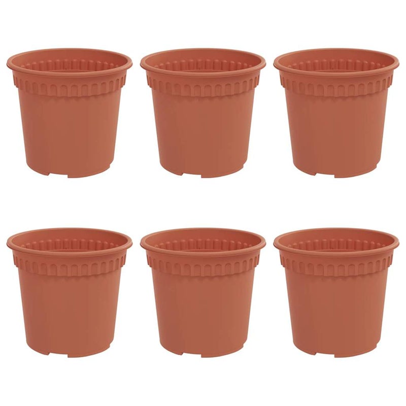 Okrągła doniczka na kwiaty 6 pcs Czerwony ceglasty Ø 15 x 12 cm