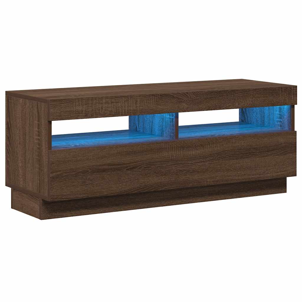 Szafka pod TV z oświetleniem LED, brązowy dąb, 100x35x40 cm