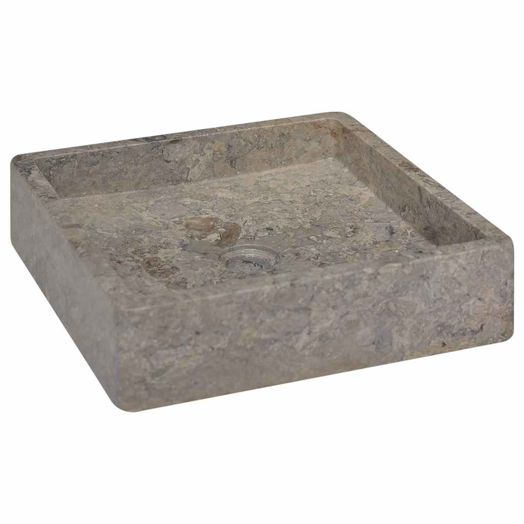 Umywalka Nablatowa Kamienna Kwadratowa Szara do Łazienki 40 cm
