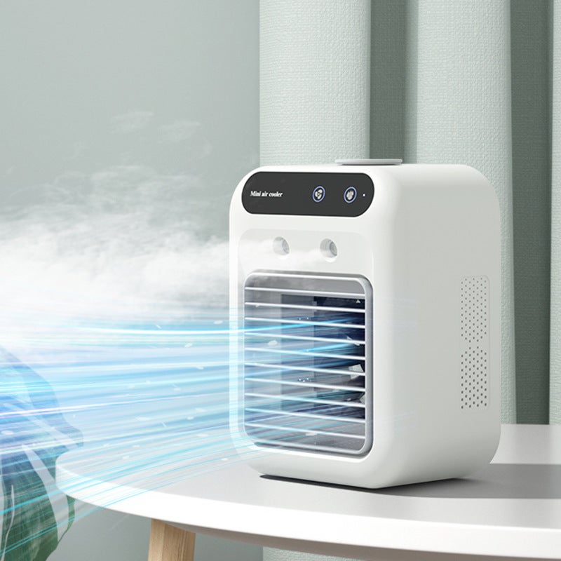 Wentylator klimatyzacyjny USB z funkcją mgiełki i dwiema prędkościami, odpowiedni do użytku wewnątrz i na zewnątrz. (164 x 114 x 214 mm)