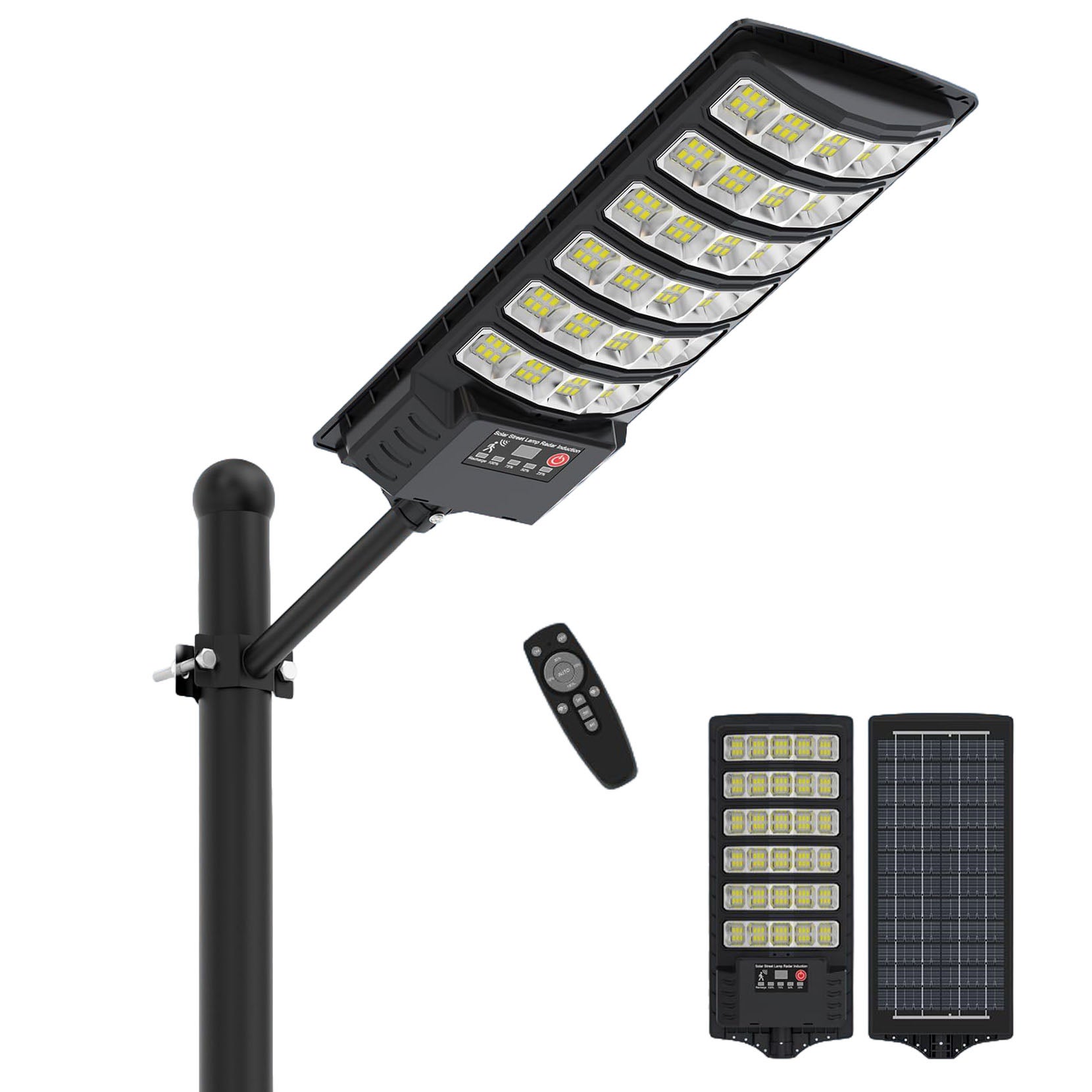 Wodoodporne lampy solarne do użytku zewnętrznego, projektor o szerokim kącie 320°, solarna lampa LED z detektorem ruchu i pilotem.