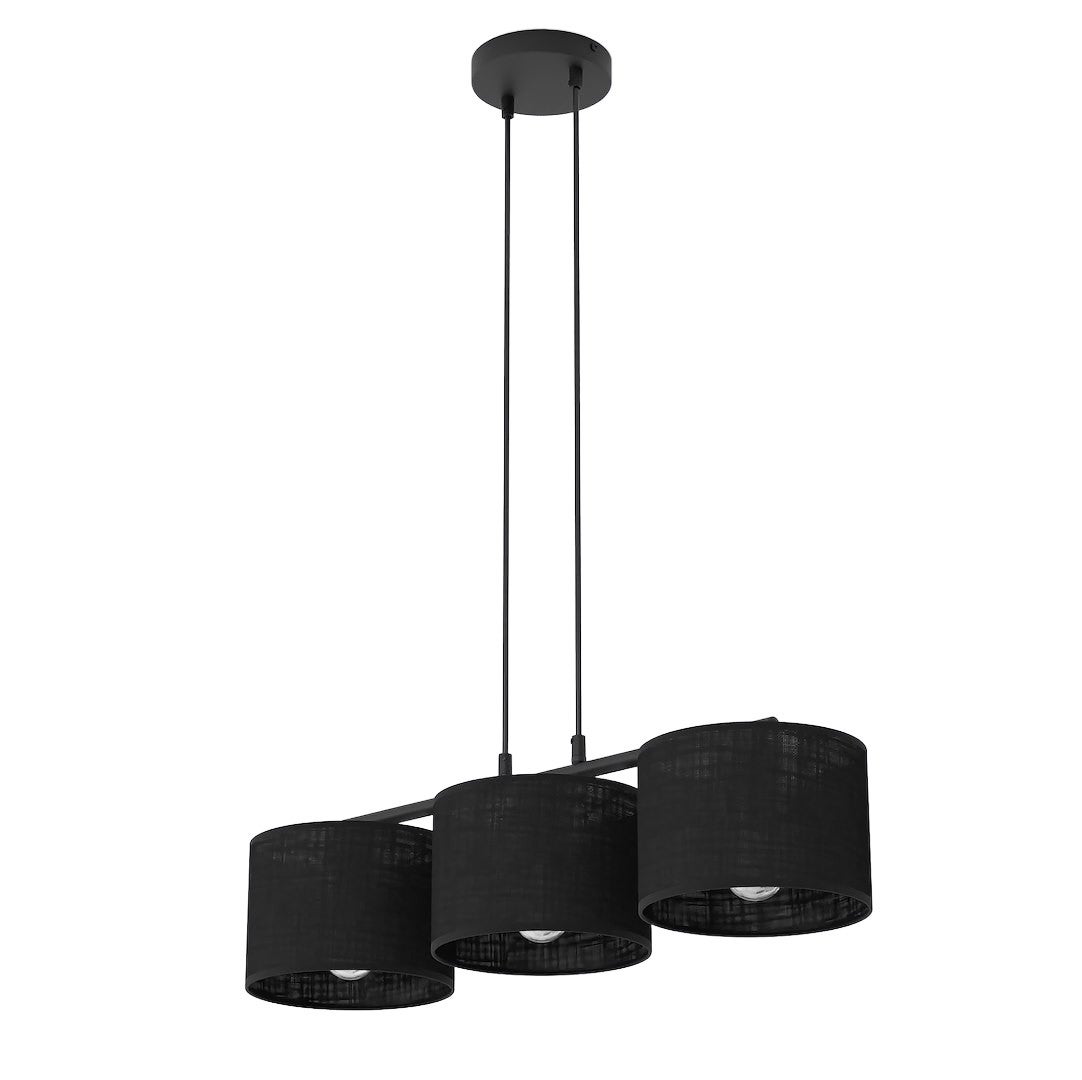 Lampa wisząca cylindryczne abażury ECO czarny 3xE27x15W metal wym:140x70x20cm IP20 Emibig