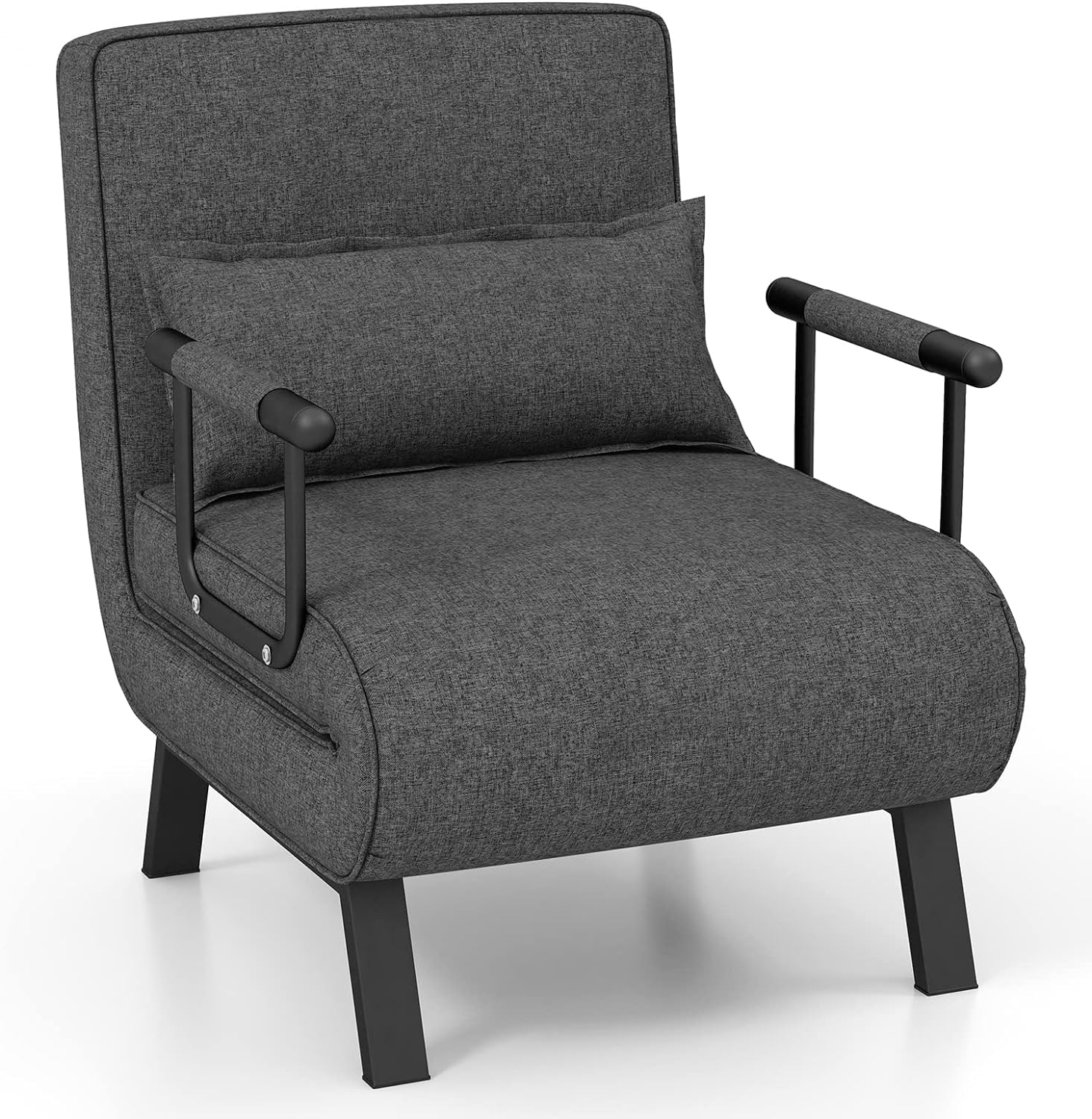 Fotel do spania 4 w 1, składany, sofa do spania z 5-stopniową regulacją oparcia, zdejmowaną poduszką i wyściełanym siedziskiem, z metalową ramą