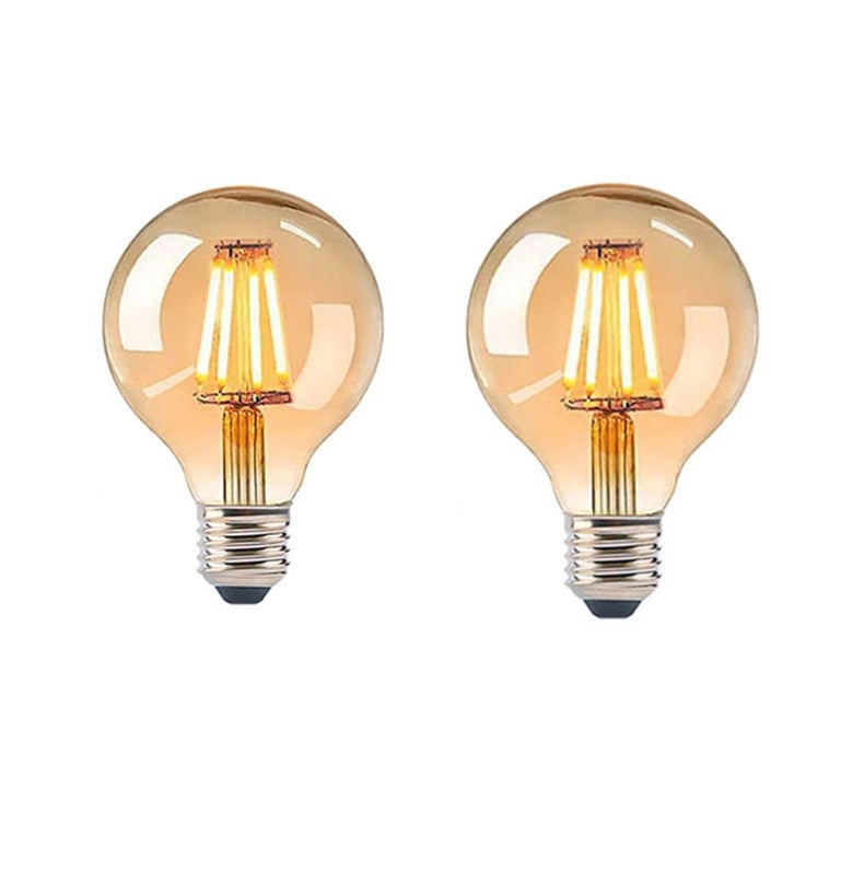 Żarówki LED 6W Edison Vintage G95, Zestaw 2 szt., Ciepła Biel 2200K E27, Żarówka Retro Filament, Retro Antyczna Lampa Dekoracyjna, Nieściemnialna