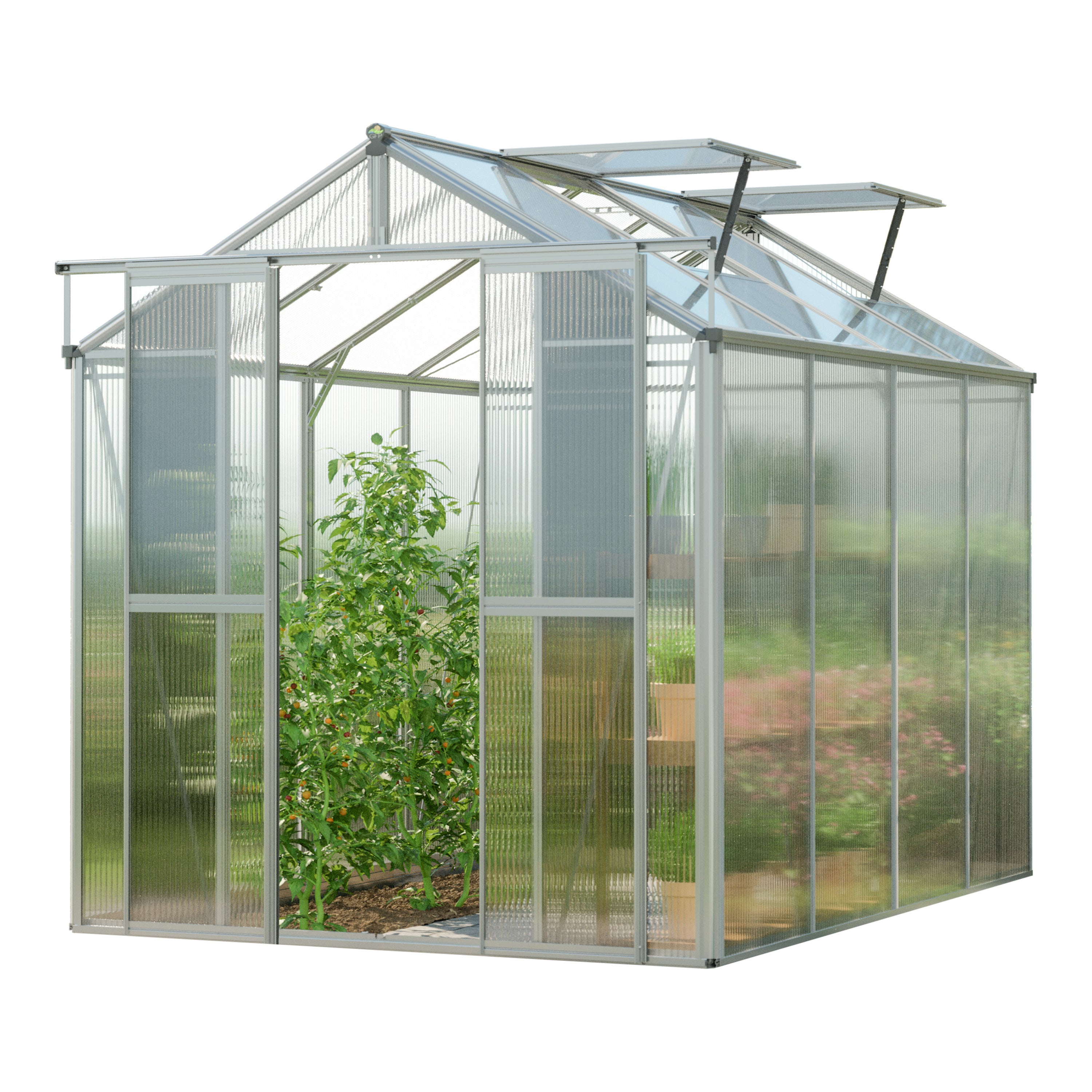 GFP Szklarnia Picco 4 – rama aluminiowa – 179 x 259 cm – poliwęglan 6 mm