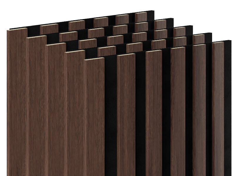 Lamele ścienne na czarnym filcu 6L Marbet Design WOODLINE SLIM 270x30 cm Dąb ciemny 5 szt.