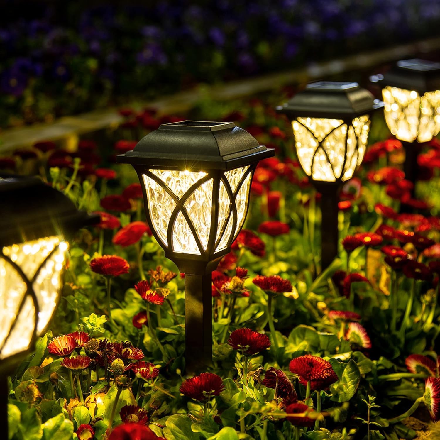 Lampy solarne do ogrodów zewnętrznych, wodoodporne, lampy uliczne LED zasilane energią słoneczną, lampy uliczne zasilane energią słoneczną, ciepłe św
