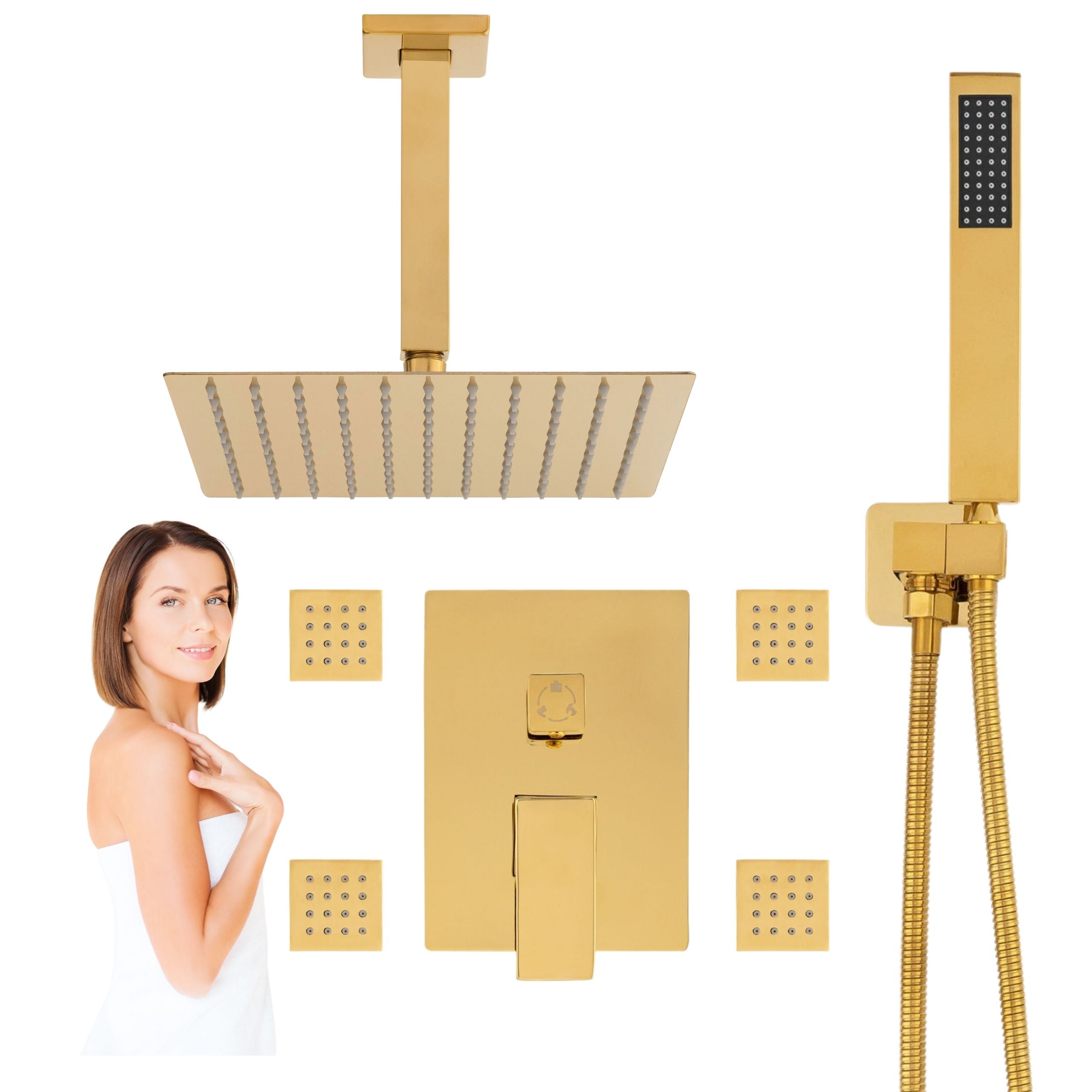ZESTAW PRYSZNICOWY CUBO PODTYNKOWY SMARTBOX S-1210G ZŁOTY