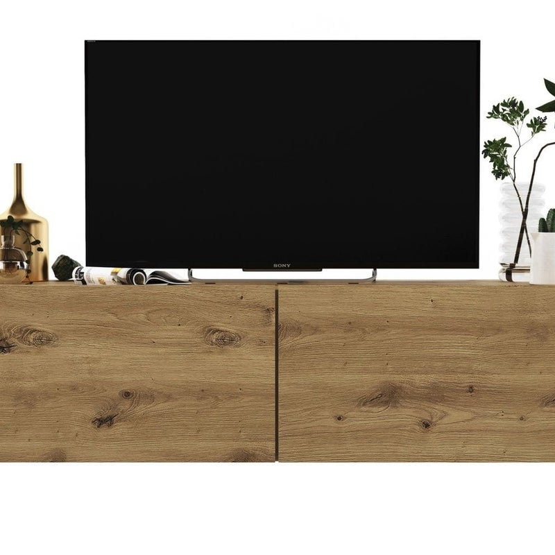 Szafka RTV, wisząca, SANO, 120x35x30 cm, dąb artisan, mat | TYLETEGOTU