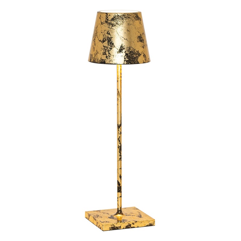 Lampa stołowa LED Poldina Pro Black Crackle Gold Leaf, ładowalna i ściemnialna, z czasem pracy na baterii do 12 godzin