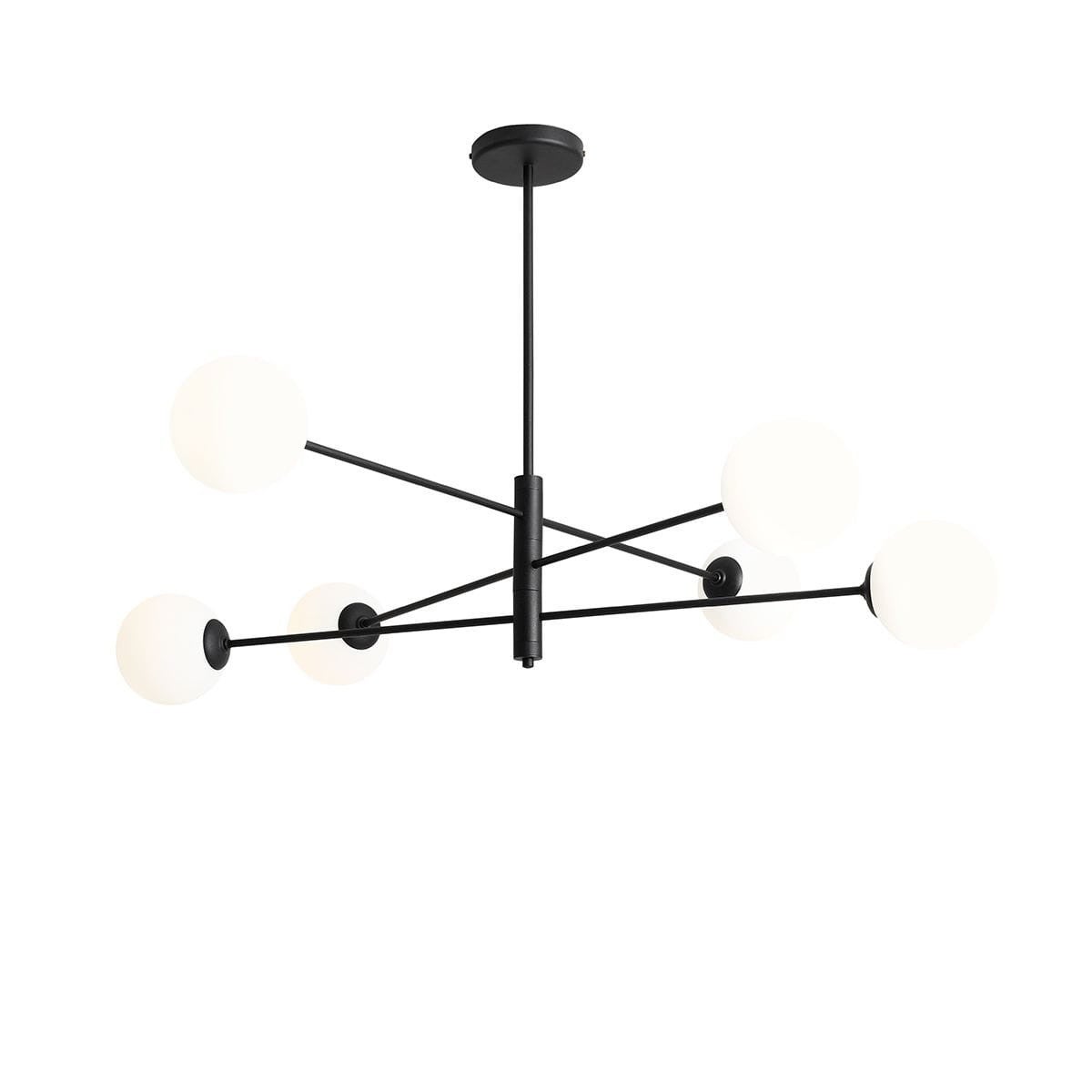 Lampa wisząca Homme czarno-biała 6xE14x40W wym: 85 x 108 x 108 cm szkło Aldex