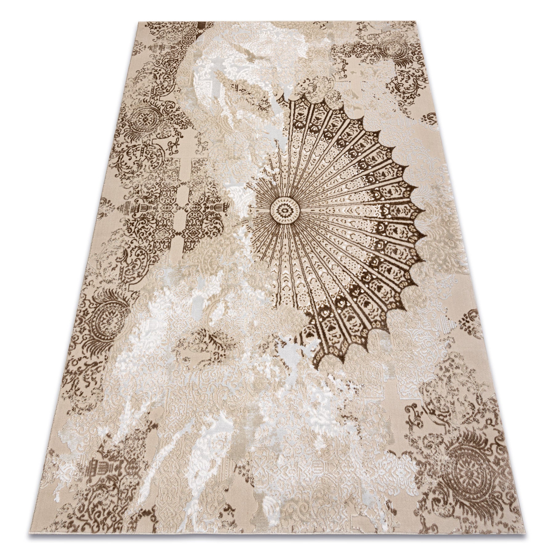 Dywan ALLURE 5715 Abstrakcja - Strukturalny, stylowy, glamour beż / biały 180x270 cm