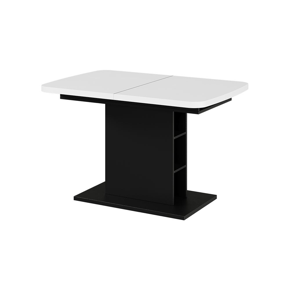 Vicco Stół jadalny Fenaro, Biały/Czarny, 120-160 x 80 cm z otwartymi przegródkami