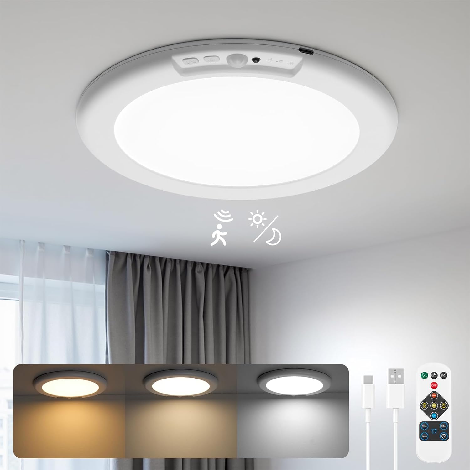 Lampa sufitowa LED z 3 reflektorami, okrągła, regulowana GU10, 3 obrotowe reflektory, oświetlenie sufitowe, oprawa sufitowa, kinkiet LED czarny