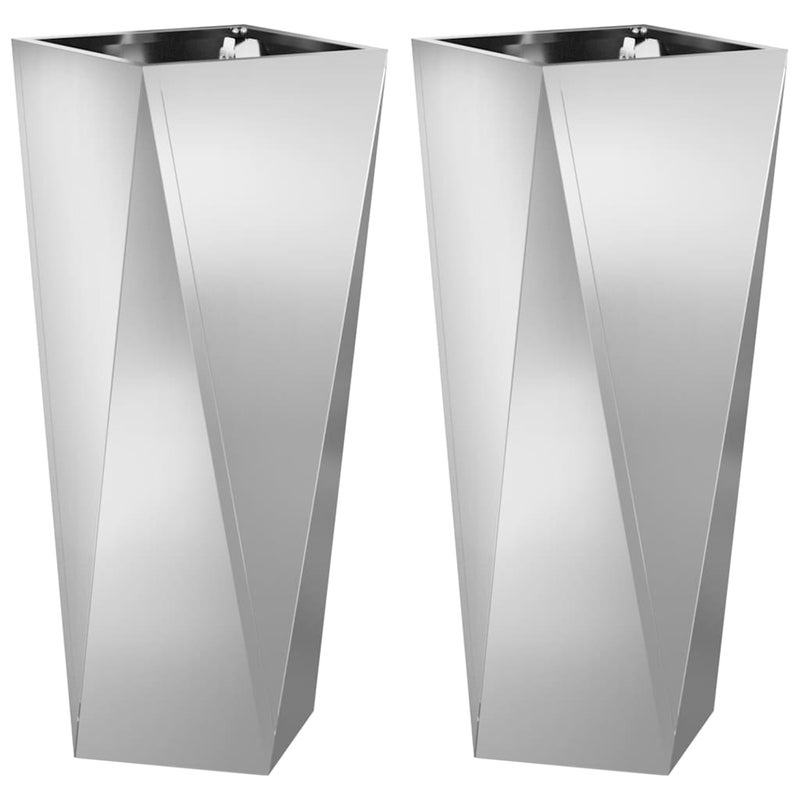 Donica 2 szt. Srebrny 30 x 30 x 75 cm Stal Galwanizowana