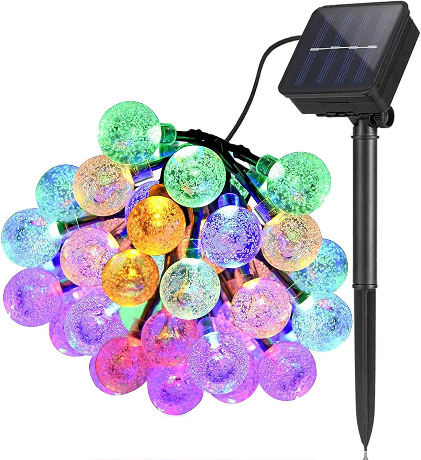 Lampki solarne, girlanda lampek solarnych, 6,5 metra, 30 diod LED, lampki dekoracyjne na święta (kolorowe lampki).