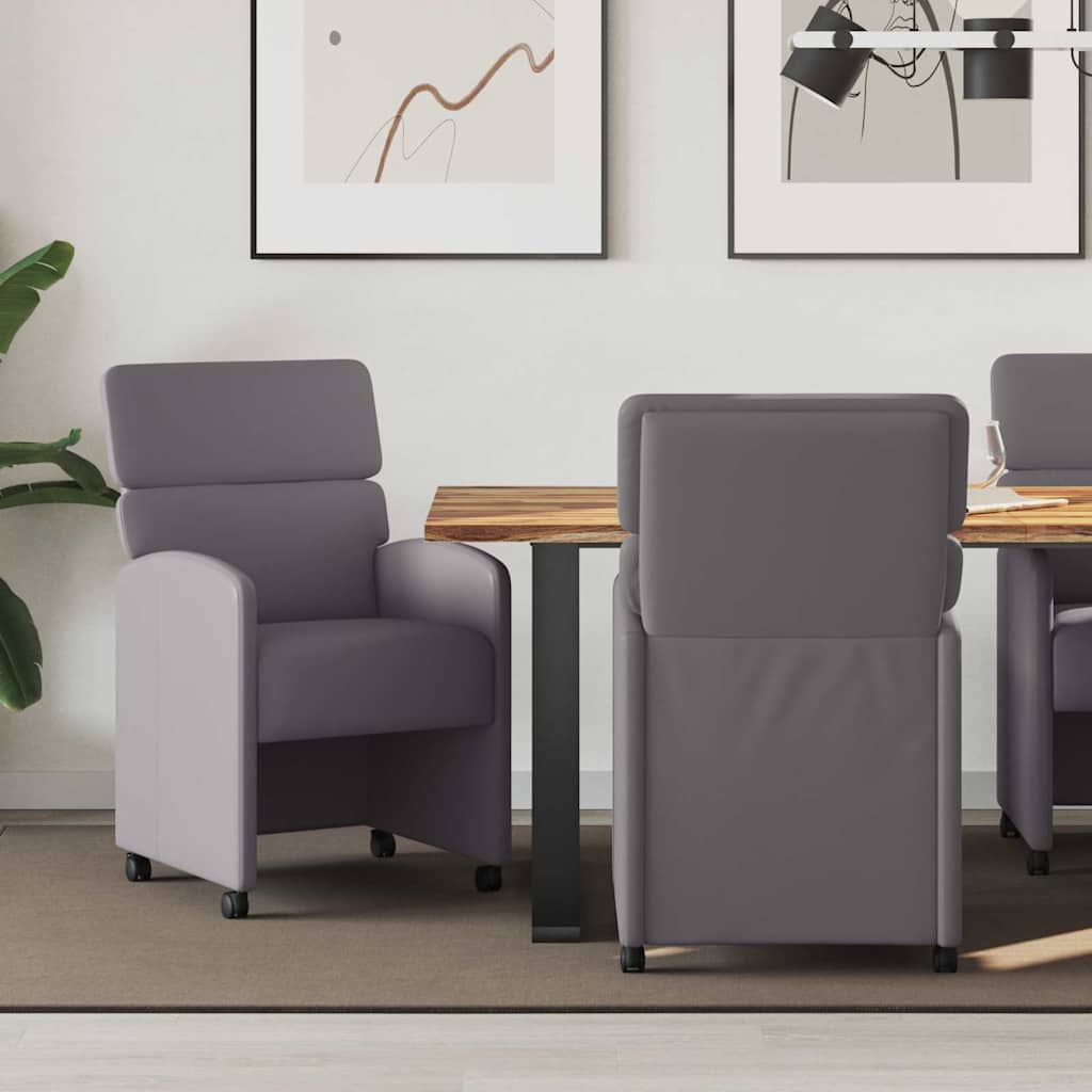 Krzesełka jadalne na kółkach 2 pcs Szary 58 x 65 x 98 cm vidaXL
