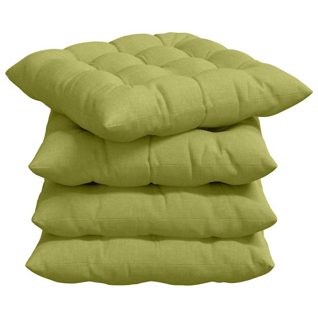 Poduszki na siedziska 4 pcs tkanina Jasnozielony 40 x 40 x 6 cm