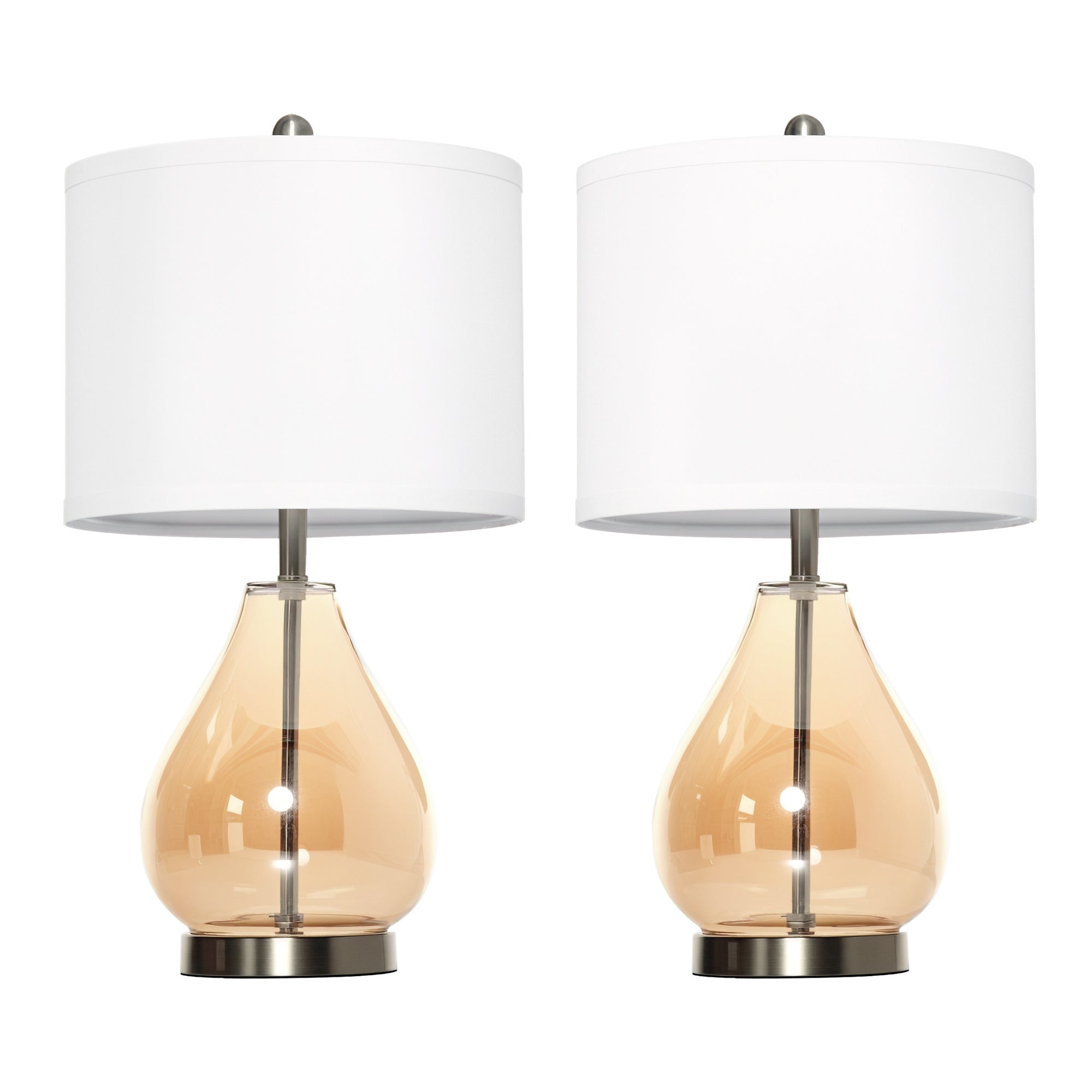 Zestaw 2 lamp stołowych, lampek nocnych z gniazdem E27, maks. 40 W, do salonu, Ø30 x 56 cm, kolor biały