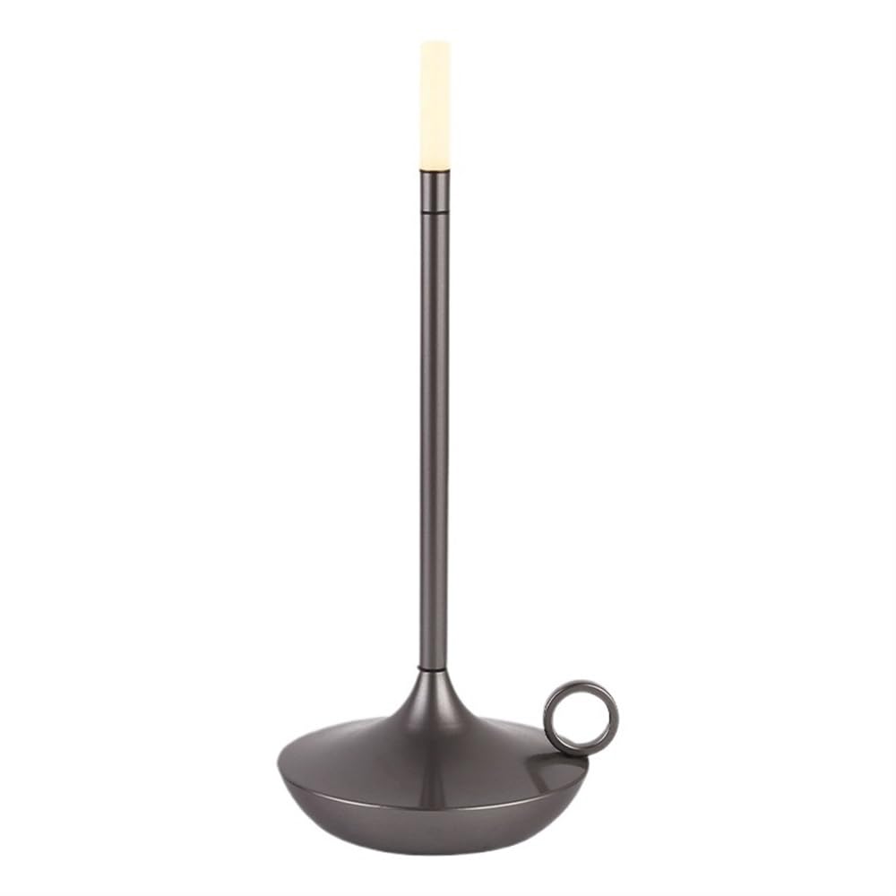 Lampa Stołowa Dotykowa Bezprzewodowa Zasilana Baterią Styl Świecy 2000mAh, 3 Poziomy Jasności, Ściemnianie Dotykowe, Sypialnia Biurko Camping, Srebrna
